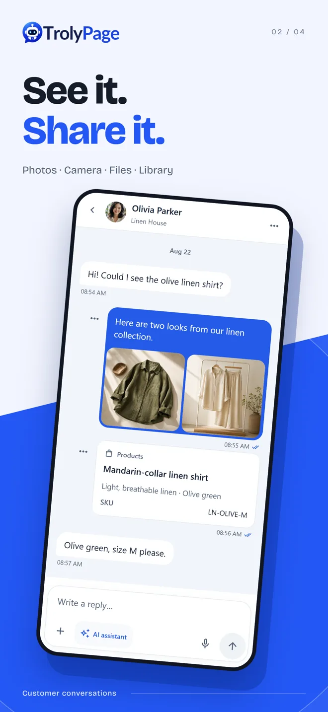 TrolyPage customer conversation on a phone